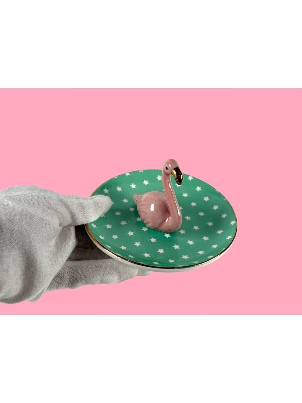 Sass & Belle Pink Flamingo Ring Dish Trinket Tray Vanity Decor